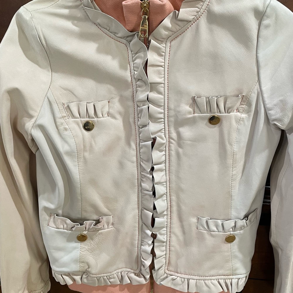 Love Moschino Leather Jacket, pink. Size small.